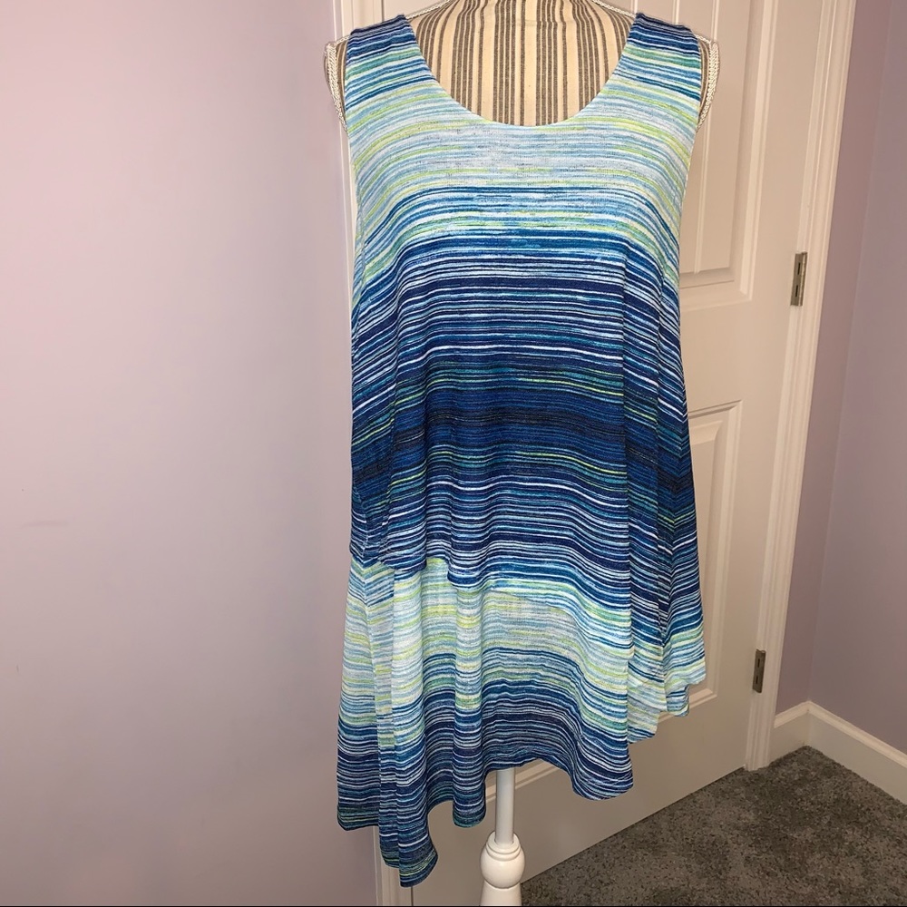 Electric Blue and White Ombré Sleeveless Tunic